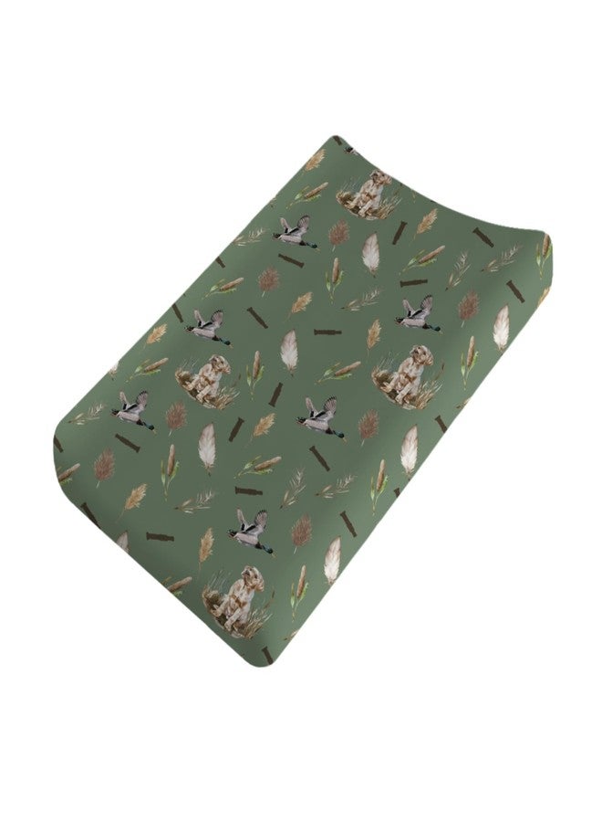 KASTLEE Wild Duck Hunting Hunter Baby Changing Pad Cover for Boy Girl 32''x16'' Mallard Duck Reeds Feathers Unisex Fitted Diaper Change Table Sheets Wild Animal Soft Breathable Nursery Changing Table Mats - Image 1